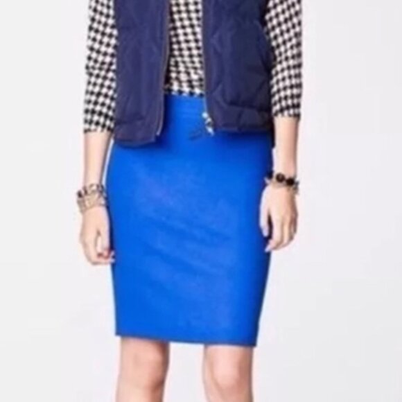 J. Crew Cobalt Blue Wool Pencil Skirt W28 - Picture 1 of 16
